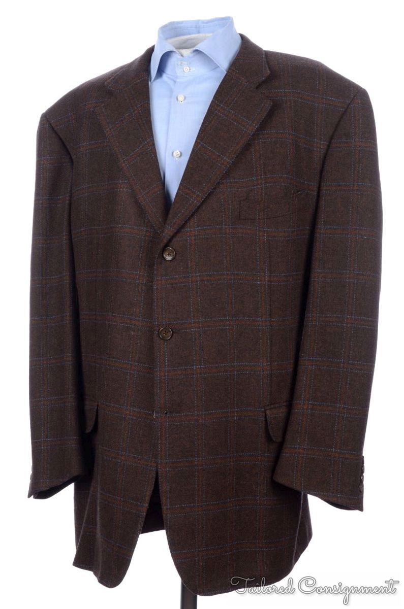 RAVAZZOLO Brown Check CASHMERE WOOL Blazer Sport Coat Jacket - EU 64