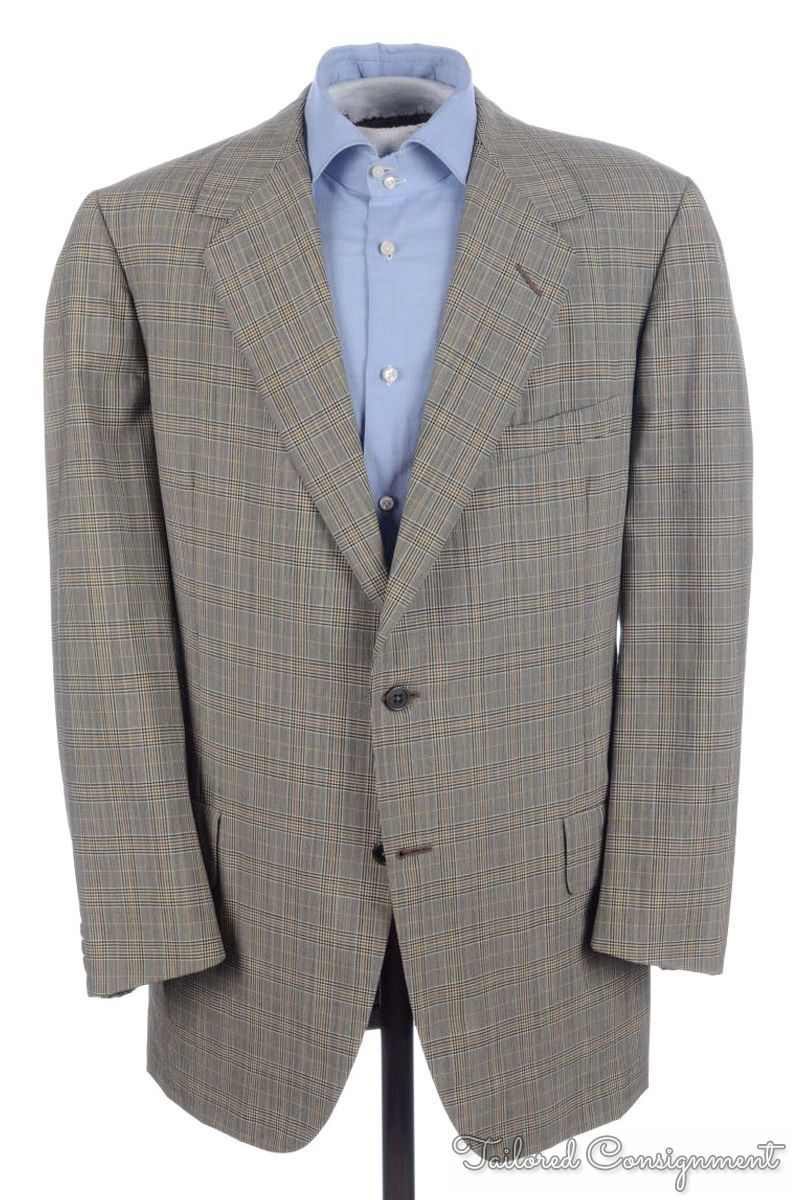 OXXFORD CLOTHES Gray Plaid Plaid Check Wool Mens Blazer Sport Coat ...