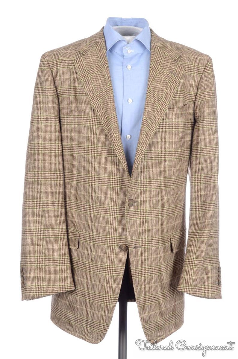 ERMENEGILDO ZEGNA Brown Plaid Shetlair Cashmere Blazer Sport Coat ...