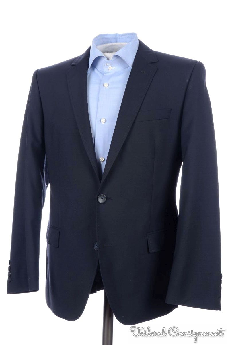 HUGO BOSS Recent Solid Blue Wool Dual Vent Mens Blazer Sport Coat ...