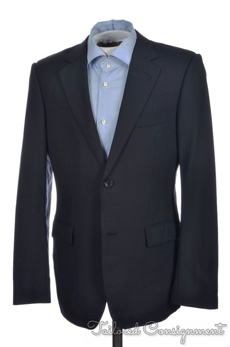 GUCCI Blue Mini Check 100% Wool Mens Blazer Sport Coat Jacket - EU 46 ...
