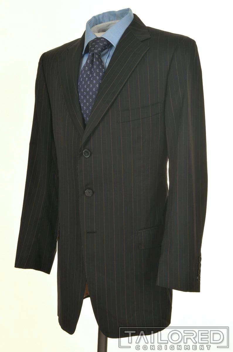 ERMENEGILDO ZEGNA Recent Blue Striped Silk Wool Jacket Pants SUIT ...
